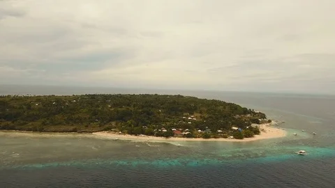 Aerial view beautiful beach on a tropical island. Philippines,Pamilacan. Stock Footage