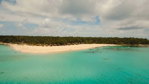Aerial view beautiful beach on tropical island. Daco island, Philippines Stock Footage