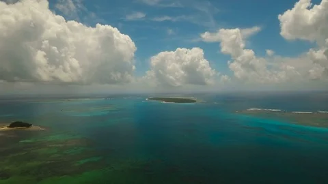 Aerial view beautiful beach on tropical island. Daco island, Philippines Stock Footage