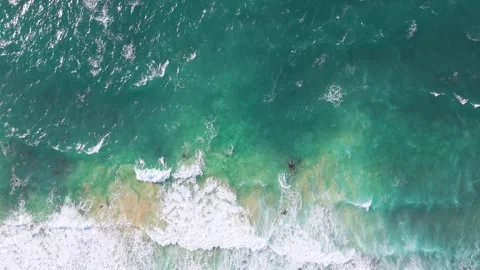 Aerial View of Beautiful Blue Ocean Waves Stock Footage 336967476