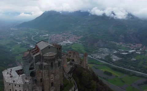 Aerial view of a beautiful castle Stock Footage 218568877