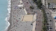 Aerial View Beautiful European French Old Town Nice Skyline Cote D'azur Resorts Stock Footage