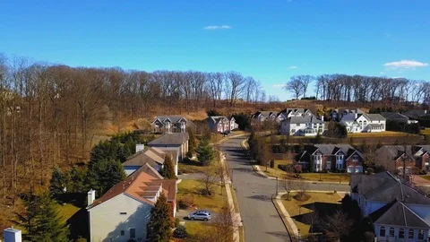 Aerial View of Beautiful Homes In A Suburban Neighborhood, Shot In 4k Stock Footage