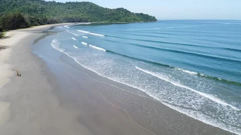 Aerial view of beautiful long beach in Sabah, Malaysia Stock Footage 145273899