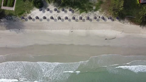 Aerial view of beautiful long beach in Sabah, Malaysia Stock Footage 145274912