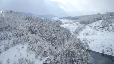 Aerial view on beautiful mountain Stock Footage 97068161