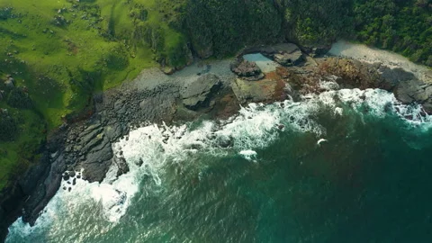 Aerial view beautiful ocean waves Stock Footage 146439976