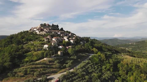 Aerial View of the Beautiful Old Medieval Town of Motovun in Istria, Croatia. Stock Footage 301244591