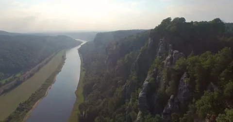 Aerial view a beautiful panoramic view of Bastai in Germany Stock Footage 88145922
