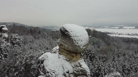 Aerial view of a beautiful panoramic view of a group of sandstone rock Stock Footage 148051747