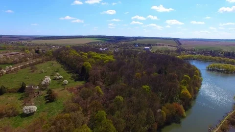 Aerial view of a beautiful park with a path Stock Footage 101030286