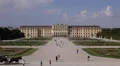 Aerial View Beautiful Schonbrunn Palace Gardens Vienna Touristic Fiacre Passing HD Footage