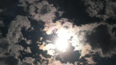 Aerial view of beautiful sky with clouds and sun on a summer day. Stock Footage 219982878