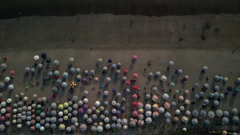 Aerial view of Beautiful sunset on the Double Six Beach, Bali Stock-Footage 290835521