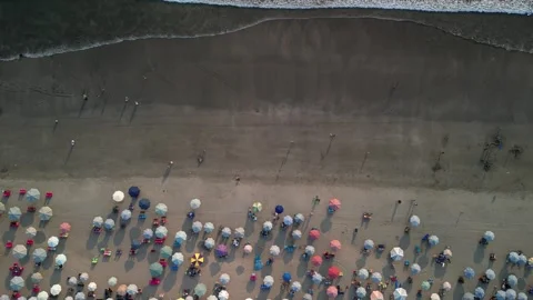 Aerial view of Beautiful sunset on the Double Six Beach, Bali Stock-Footage 290836242