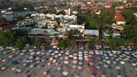 Aerial view of Beautiful sunset on the Double Six Beach, Bali Stock-Footage 290837758