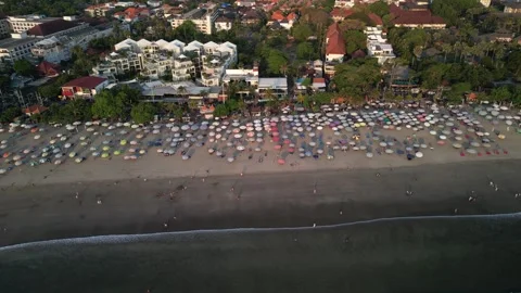 Aerial view of Beautiful sunset on the Double Six Beach, Bali Stock-Footage 290837889