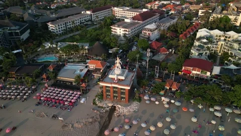 Aerial view of Beautiful sunset on the Double Six Beach, Bali Stock-Footage 290838144