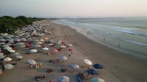 Aerial view of Beautiful sunset on the Double Six Beach, Bali Stock-Footage 290838246