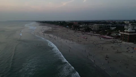 Aerial view of Beautiful sunset on the Double Six Beach, Bali Stock-Footage 290840829