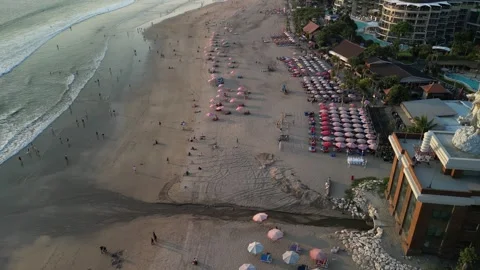 Aerial view of Beautiful sunset on the Double Six Beach, Bali Stock-Footage 290842970