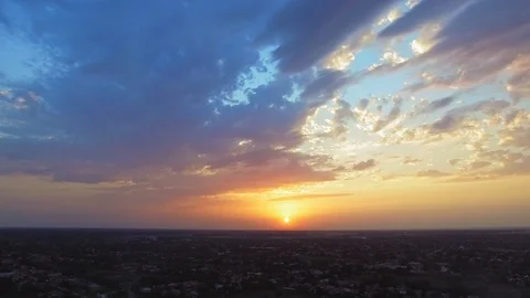 Aerial view of beautiful sunset Stock Footage 94742377