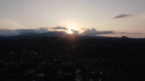 Aerial View of Beautiful Sunset Forest Island  - São Tomé and Prince Stockbeeldmateriaal 152265613