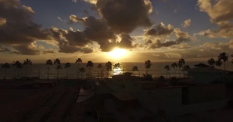 Aerial View of Beautiful Sunset on Maceio, Alagoas, Brazil Stock Footage 73675217