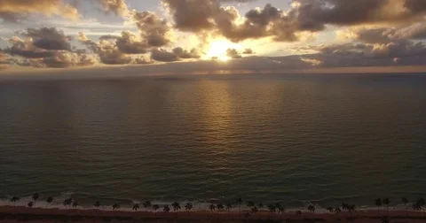 Aerial View of Beautiful Sunset on Maceio, Alagoas, Brazil Stock Footage 73675656
