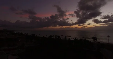 Aerial View of a Beautiful Sunset in Maceio, Alagoas, Brazil Stock Footage 73680968