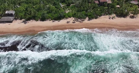 Aerial view of beautiful tropical beach in Sri Lanka Stock Footage 315337357