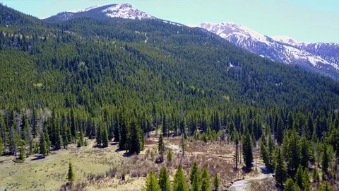Aerial view of beautiful valley, stream and mountains 4K Stock Footage 80806619