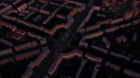 Aerial view of a beautiful view of a complex road section with cars driving on Stock Footage 113194025