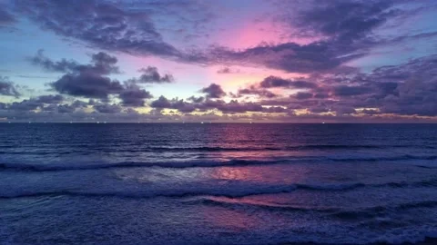 Aerial view Beautiful view sunset or sunrise over sea surface beautiful wave Ama Stock Footage 162024728