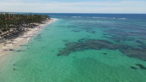 Aerial view of beautiful white sandy beach. Stock Footage 148494913
