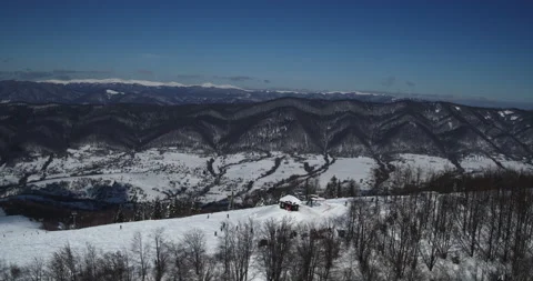 Aerial view: Beautiful winter. Landscape of the Transcarpathian winter mountains 스톡 동영상 166409317