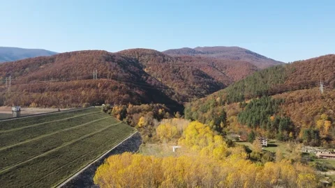 Aerial view of Bebresh reservoir at Vitinya Pass, Bulgaria Stock Footage 220176436