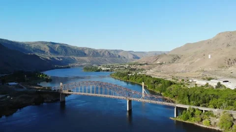 Aerial View Of Beebe Bridge Over Columbia River 스톡 동영상 243321145