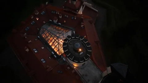Aerial view of beep castle in the evening Stock Footage 121282111