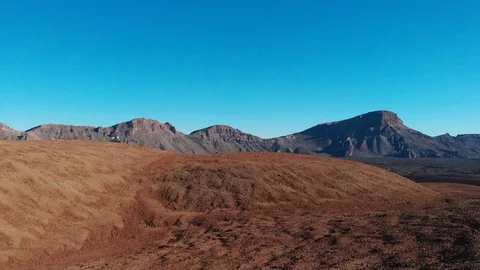 Aerial view - behind the desert overlooking the mountains, Tenerife, Teide Stock Footage 111247141