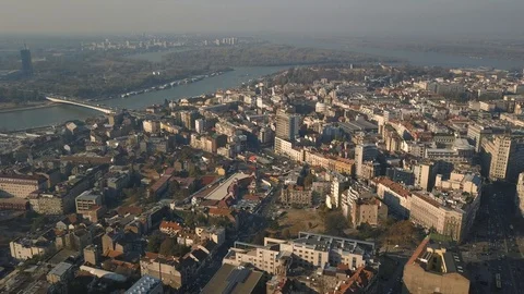Aerial view of Belgrade Vídeo Stock 98654709