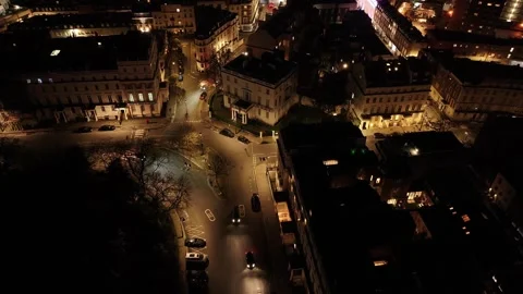 Aerial View Of Belgrave Square District In London At Night, Street Lights Stock Footage 302452959