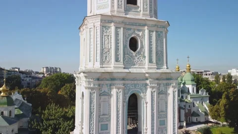 Aerial view of Bell tower and Saint Sophia's Cathedral Stock Footage 172373976