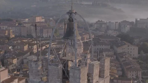 Aerial view of bell tower in Siena, Italy. Stock Footage 345655014