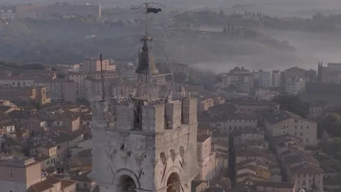 Aerial view of bell tower in Siena, Italy. Stock Footage 345655027
