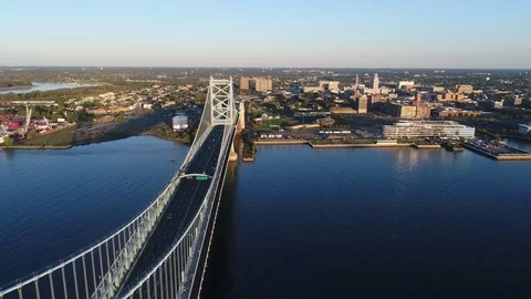 Aerial View of Ben Franklin Bridge Philadelphia Stock Footage 80796434
