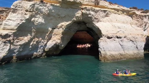 Aerial View: Benagil Cave Stock Footage 229706236