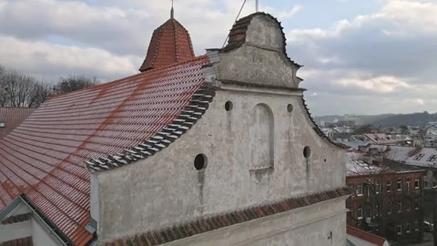 Aerial view Benedictine sisters monastery complex building with old capital.. Stock Footage 295880357