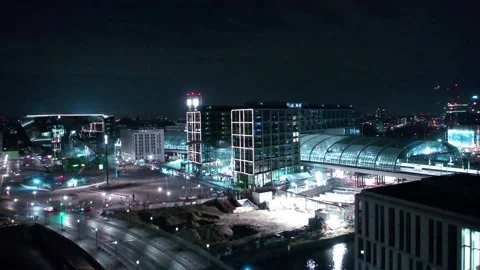 Aerial view of berlin central train station in christmas illumination Vídeo Stock 145783961