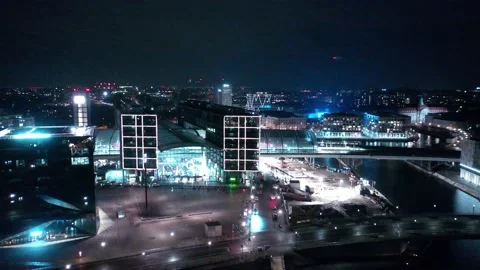 Aerial view of berlin central train station in christmas illumination Stock-Footage 145784605